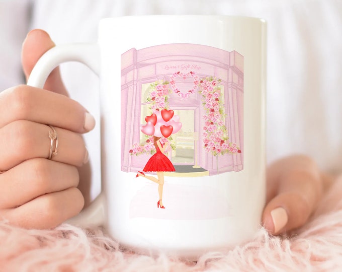 Personalized girly fashion illustration coffee mug, Gift idea for the special women in your life!