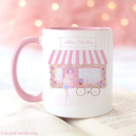 Birthday Girl Personalized Coffee Mug for Women - Pink Handle