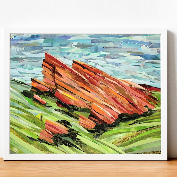 Red Rocks Amphitheater Poster, Red Rocks Print, Red Rocks Art, Colorado Gifts, Collage Art, Wall Art, Mountain Decor