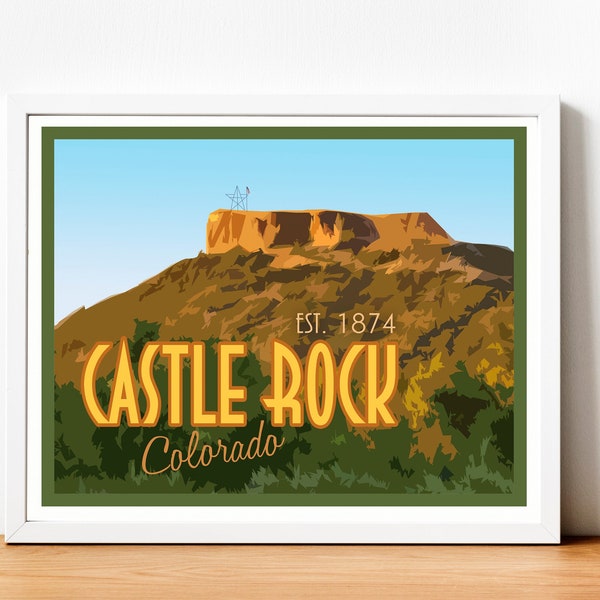 Castle Rock Colorado, Colorado Poster, Vintage Tourism Art, Gift from Colorado