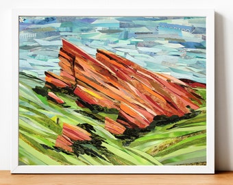 Red Rocks Amphitheater Poster, Red Rocks Print, Red Rocks Art, Colorado Gifts, Collage Art, Wall Art, Mountain Decor