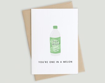 Melon Soda Greeting Card | Punny cards, cute cards, Melon Soda drink,Japanese Drinks, Birthday Card, Funny Cards, Kawaii, Bday Cards