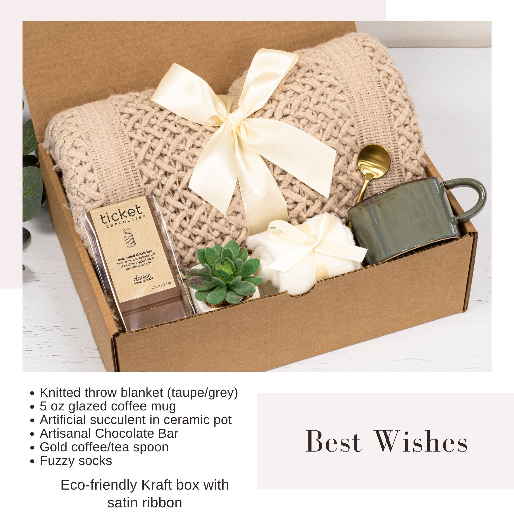 Sending Healing Vibes Gift Box for Women | Gift Basket with Blanket,  Succulent, Socks, Candle