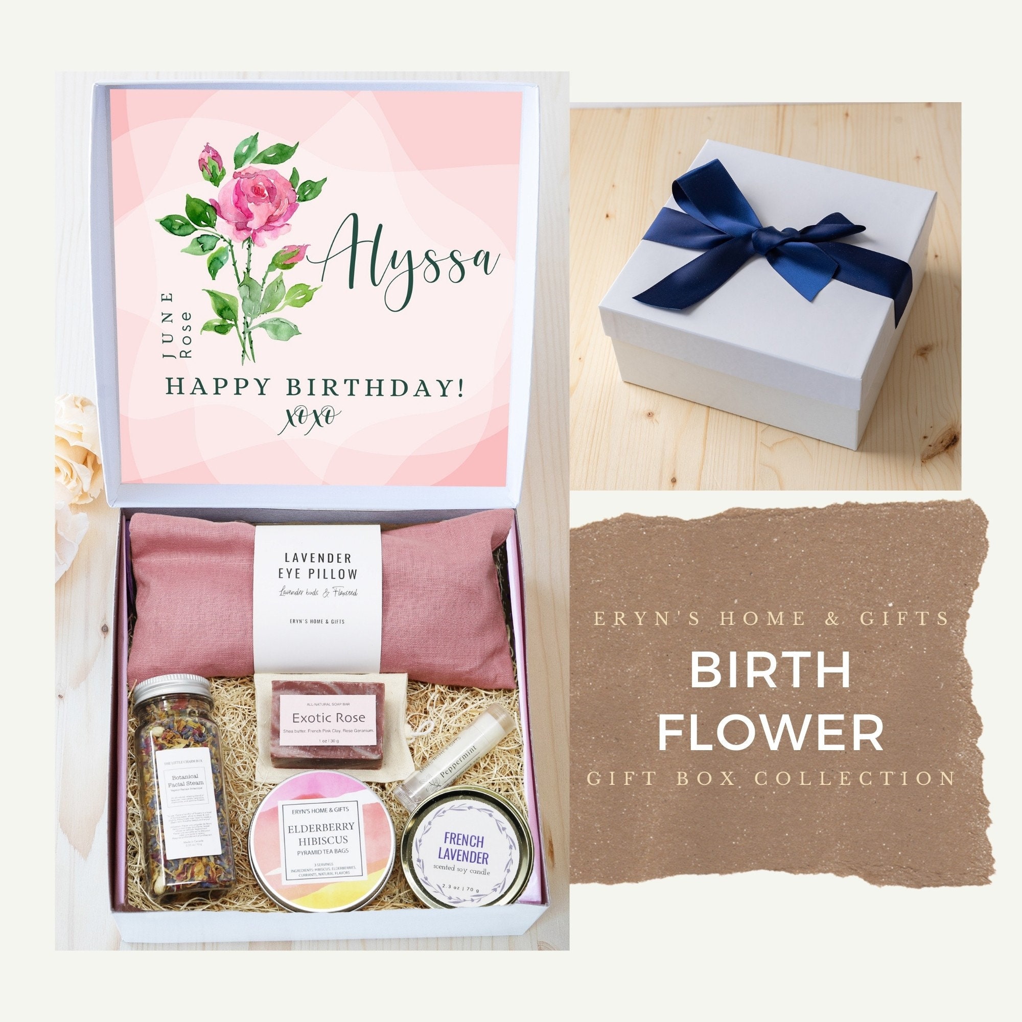 Birth Flower Birthday Gift Box Personalized birthday ideas Etsy