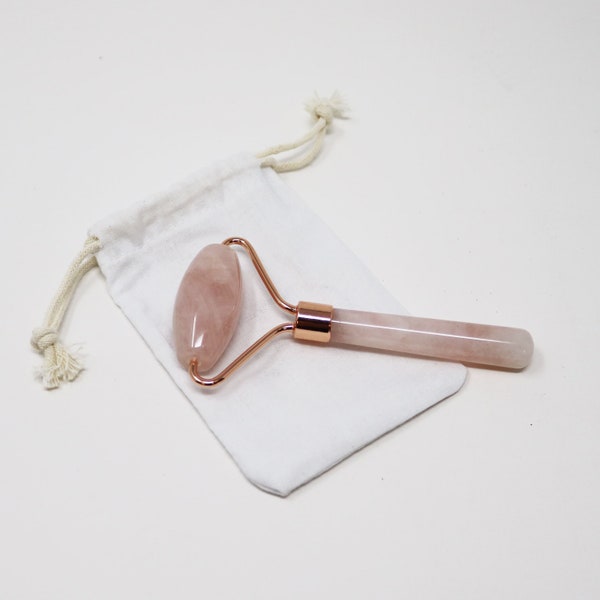 Rose Quartz Facial Roller, comes with a pouch - Build a Box + Add On