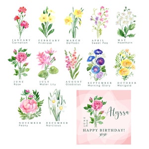 Birth Flower Birthday Gift Box, Gift for Best Friend image 2