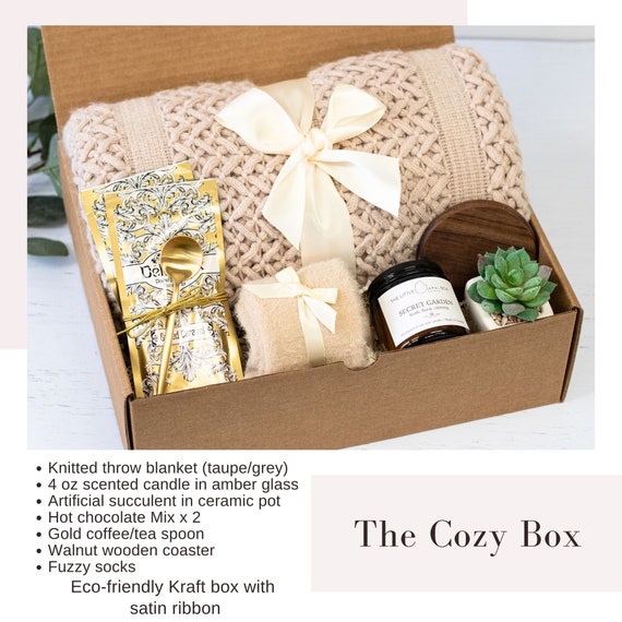 Get Well Soon Gifts for Women, Care Package Gift Feel Better Basket Warm  After Surgery Recovery Encouragement Gift Thinking of You Box with Blanket