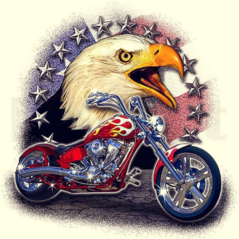 Diamond Art Kit Motorcycle With Eagle 5D DIY Diamond Painting Etsy