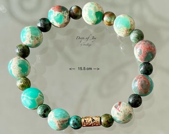 Kei10Tur-01 Emperor Jasper and Turquoise bracelet