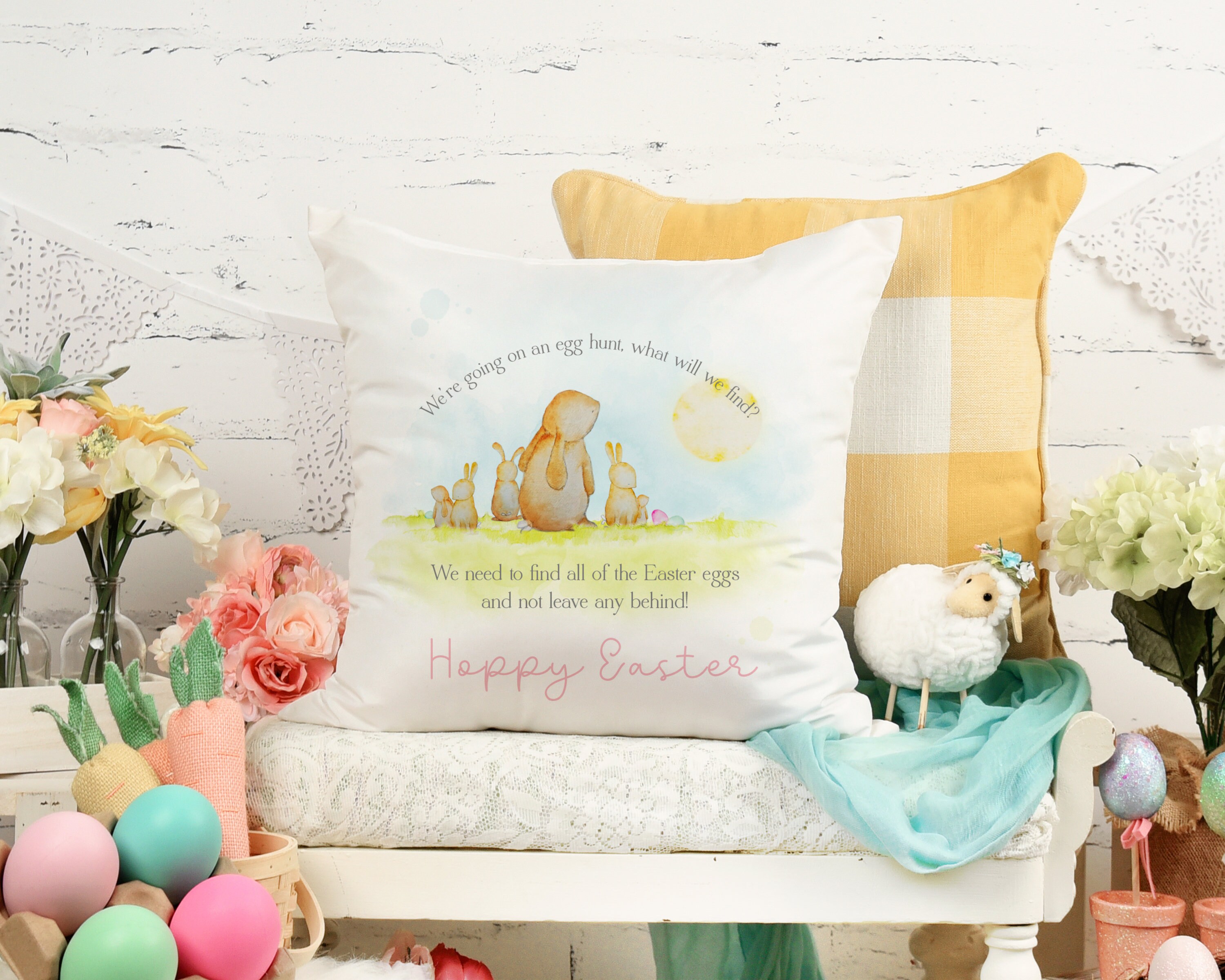 Personalised Easter Cushion Easter Bunny Cushion Easter Etsy
