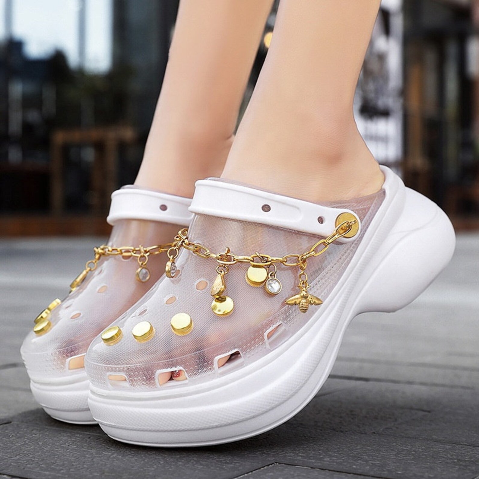 womens clear crocs
