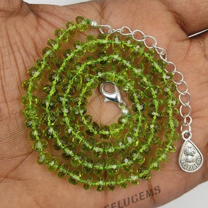 Handgeknüpfte Grüne Peridot Halskette,Grüne Peridot Geknotete Halskette,Peridot Facettierte Perlen Kette,Grüne Peridot Candy Halskette, Handgemachte Mala