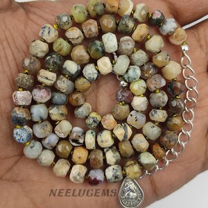 Hand Knotted Dendrite Opal Necklace,Dendrite Opal Knotted Necklace,Opal Bead Necklace,Opal Stone Necklace,Opal Handmade Necklace,SALE