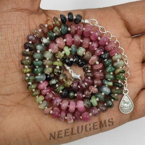 Hand Knotted Multi-Tourmaline Necklace,Tourmaline Knotted Necklace,Tourmaline Beads Necklace,Multi-Tourmaline Necklace,Handmade Necklace