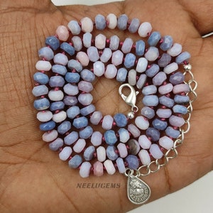 Hand Knotted Lavender Opal Necklace ,Peruvian Lavender Opal Necklace,Peruvian Opal Knotted Necklace,Opal Beaded Necklace,Opal Candy Necklace