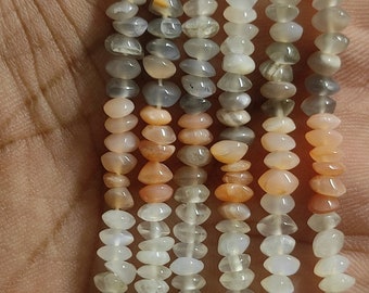 Natural Multi Moonstone Gemstone Beads Multi Moonstone Smooth Wheel Shape Beads Total 5 Strands of 13 Inch In The Lot SKU#156421 8-11mm
