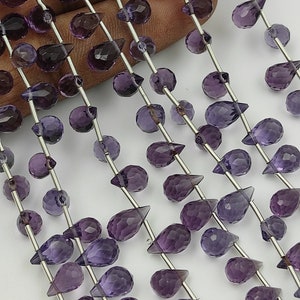 AAA+ Quality Purple Amethyst Faceted Drops Gemstone Beads,Natural Amethyst Side Drill Teardrops Briolette Beads, Amethyst Beads For Jewelry