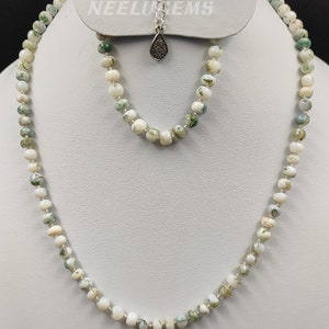 Hand Knotted Tree Agate Necklace & Bracelet,Tree Agate Knotted Necklace,Tree Agate Knotted Bracelet,Handmade Knotted Necklace And Bracelet