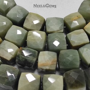 Natural Green Cat&#39;s Eye  Faceted Cube Box Shape Gemstone Beads,Cat&#39;s Eye Faceted Beads,Cat&#39;s Eye Beads For Handmade Jewelry Making Designs