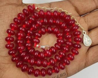 Red Onyx Necklace Hand Knotted Red Quartz Beads, Natural Gemstone Rondelle Silk Strand, Boho Statement Choker, Root Chakra Healing Gift