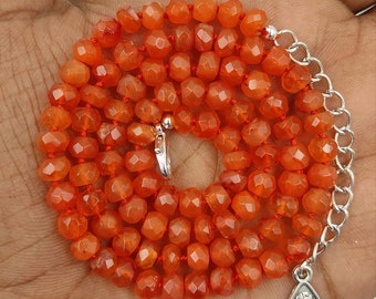 Carnelian Necklace, Hand Knotted Gemstone Jewelry, Natural Orange Carnelian Rondelle Silk Strand, Sacral Chakra Festival Jewelry, Boho Gift