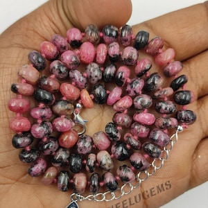 Hand Knotted Rhodonite Necklace,Rhodonite Bead Necklace,Rhodonite Knotted Necklace,Natural Bead Necklace,Rhodonite Necklace,Handmade Mala