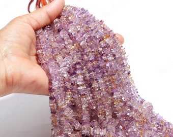 AAA+ Ametrine Smooth Flat Nugget Beads,Natural Ametrine Tiny Nugget Beads,18" Sumbrine Nuggets Gemstone Beads For Handmade Jewelry