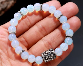 Opalit Armband, 8 mm Opalit Armband, Mondstein Armband, Stein des Übergangs & Stimmungsausgleich, Unisex Schmuck, Geschenk für inneren Frieden