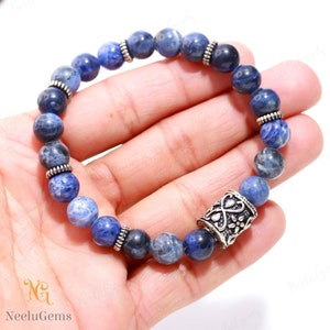 AAA+ Blue Sodalite Bracelet,Sodalite Round Beads Bracelet,Sodalite Gemstone Stretch Bracelet,8 MM Sodalite Beads Unisex Healing Bracelet