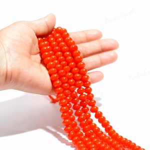 AAA+ Quality Orange Carnelian Smooth Rondelle Shape Gemstone Beads,Carnelian Plain Beads,8.00-9.00 MM Carnelian Beads For Handmade Jewelry