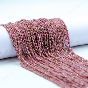 Natural Pink Rhodonite Microcut Faceted Rondelle Shape Gemstone Beads,Rhodonite Rondelle Beads,2-2.5 MM Rhodonite Beads For Handmade Jewelry