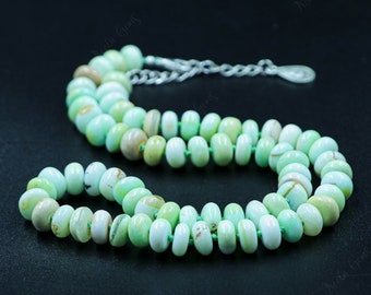 Collar de ópalo verde peruano anudado a mano, gargantilla de cuentas de piedras preciosas redondas, joyería bohemia de color menta y espuma de mar, regalo de cumpleaños de piedra natural para mujer.