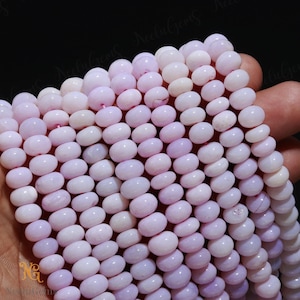 AAA+ Quality Pink Opal Smooth Rondelle Shape Gemstone Beads,Peruvian Pink Opal Plain Beads,8-9 MM Pink Opal Beads For Handmade Jewelry