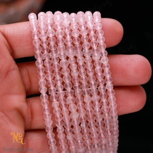 AAA+ Quality Pink Rose Quartz Faceted Round Shape Gemstone Beads,Natural Rose Quartz Round Beads,4-5MM Rose Quartz Bead For Handmade Jewelry