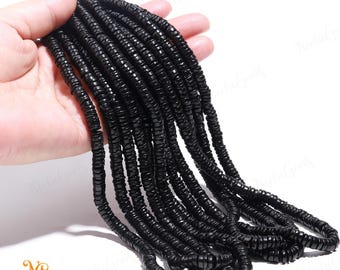 AAA + Schwarz Spinell Glatte Heishi Reifen Briolette Perlen, natürliche Schwarz Spinell Flache Münze Perlen, 15 "Edelstein Perlen Für handgemachten Schmuck
