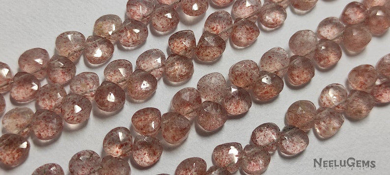 Strawberry Quartz Beads Strand 5-5.5MM Quartz Beads Strand Beautiful Natural Strawberry Quartz Faceted Heart Shape Gemstone Beads Strand