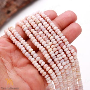 AAA+ Natural Peruvian Pink Opal Faceted Rondelle Shape Gemstone Beads,Pink Opal Rondelle Beads,5-5.5 MM Pink Opal Beads For Handmade Jewelry