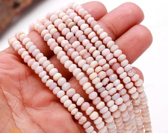 AAA+ Pink Opal Faceted Rondelle Beads,5-5.5 MM Natural Peruvian Opal Indian Cut Beads,13" Loose Gemstone Beads For Handmade Jewelry