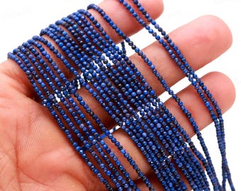 AAA+ Natural Blue Lapis Lazuli Microcut Faceted Beads,1.80-2 MM Lapis Lazuli Tiny Rondelle Beads,13"Gemstone Beads For Handmade Jewelry