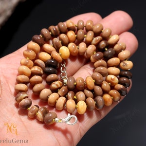 Hand Knotted Peruvian Yellow Brown Opal Necklace,Yellow Opal Knotted Necklace,Brown Opal Knotted Neacklace,Peruvian Opal Knotted Necklace