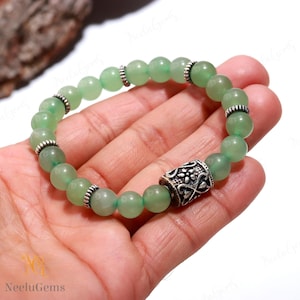 AAA+ Green Aventurine Bracelet,Aventurine Round Beads Bracelet,Aventurine Gemstone Stretch Bracelet,8 MM Green Beads Unisex Healing Bracelet