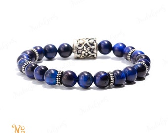 Bracciale Occhio Di Tigre, Bracciale Elastico Con Perline Rotonde - Foto 5