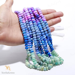 AAA+ Quality Multicolor Opal Smooth Rondelle Shape Gemstone Beads,Multicolor Plain Opal Beads,8-9 MM Multi Opal Beads For Handmade Jewelry