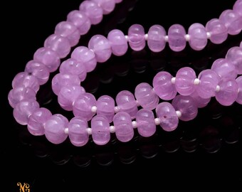AAA+ Lavender Quartz Carving Rondelle Beads,8 MM Hand Curved Lavender Watermelon Beads,16" Quartz Pumpkin Beads For Handmade Jewelry