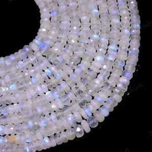 AAA+ Natural White Rainbow Faceted Rondelle Shape Gemstone Beads,Blue Fire Rainbow Faceted Beads,6-7 MM Rainbow Beads For Handmade Jewelry