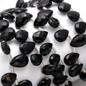 AAA+ Quality Black Onyx Faceted Pears Gemstone Beads,Black Onyx Quartz Side Drill Pears Briolettes, Black Onyx Beads For Handmade Jewelry