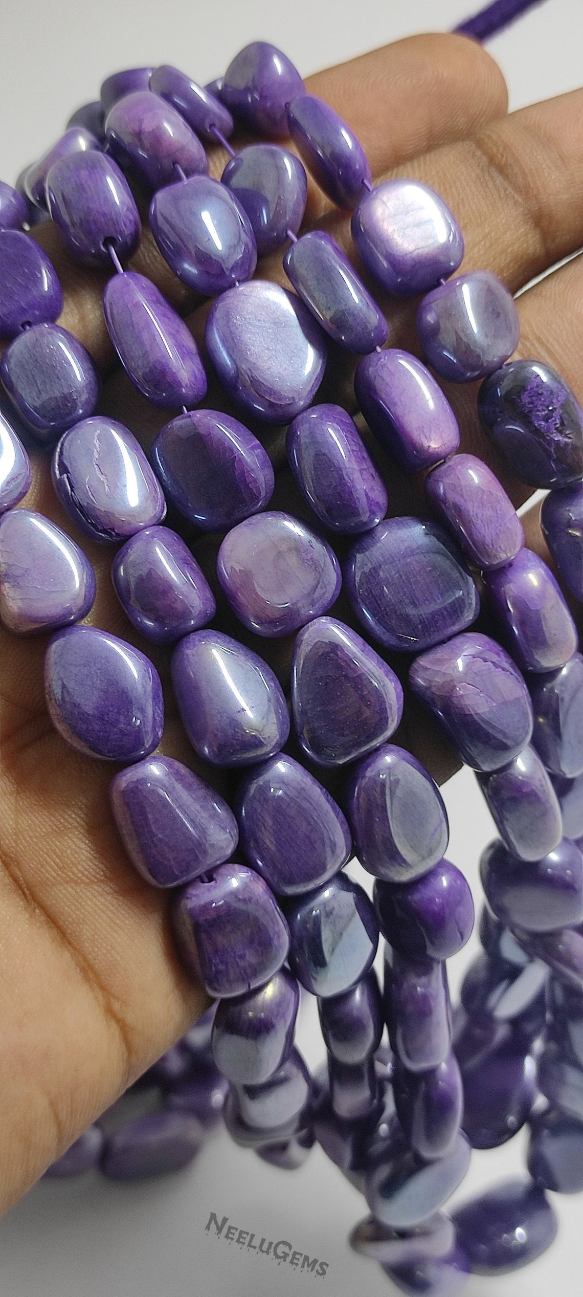 Purple Coated Moonstone Flat Nugget Beads16 Strand Etsy