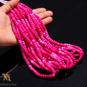AAA+ Quality Pink Opal Smooth Rondelle Shape Gemstone Beads,Peruvian Pink Opal Plain Beads,6.00-7.00 MM Pink Opal Beads For Handmade Jewelry