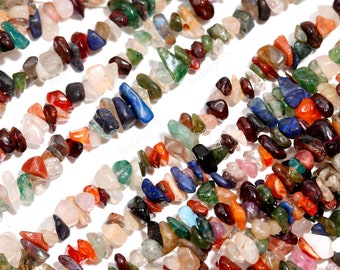 AAA+ Multi Gemstone Uncut Chip Beads,Natural Multi Stone Raw Rough Tiny Nugget Chips,34" Gemstone Beads For Handmade Jewelry