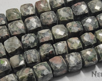 Perles de pierres précieuses en forme de boîte de cube à facettes naturelles de jaspe, perles à facettes de jaspe, perles de jaspe pour les conceptions de fabrication de bijoux faites à la main, vente de Noël